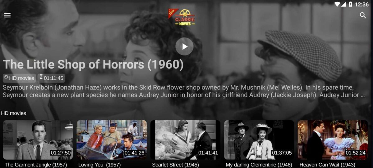 Classic Movies App Android TV